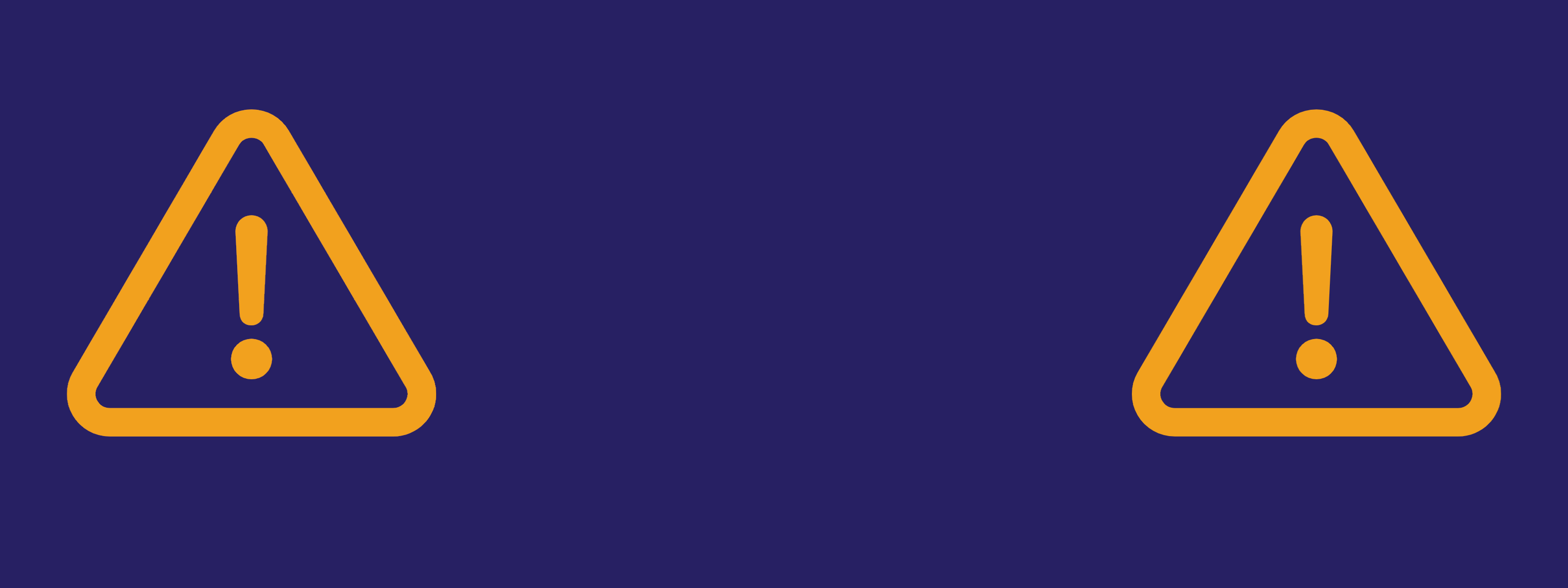 Yellow alert triangles on a blue background. 
